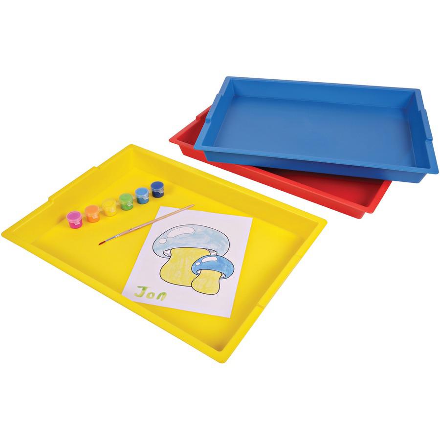 Deflecto Antimicrobial Finger Paint Tray - Painting - 1.83"Height x 16.04"Width x 12.07"Depth - Blue - Polypropylene, Plastic. Picture 3