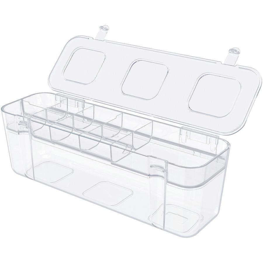 Deflecto Caddy Storage Tray - 9 Compartment(s) - 1.3" Height x 13.1" Width x 3.8" DepthDesktop - Portable, Stackable - Clear - Polystyrene - 1 Each. Picture 9