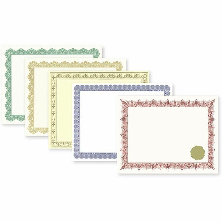 Geographics Silver Foil Award Certificates - 65 lb Basis Weight - 11" - Inkjet, Laser Compatible - Assorted, Green, Silver, White - Foil - 15 / Pack. Picture 2