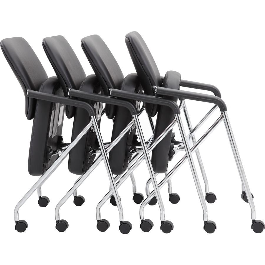 Boss Caressoft Plus Training Chair - Black Seat - Black Back - Chrome Frame - Four-legged Base - Vinyl - Armrest - 2 / Carton. Picture 11