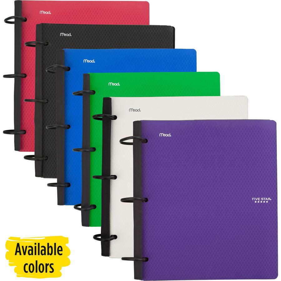Mead Five Star Flex Hybrid NoteBinder - 1" Binder Capacity - 200 Sheet Capacity - 2 Pocket(s) - 5 Divider(s) - Plastic - Multi-colored - TechLock Ring, Durable, Foldable - 1 Each. Picture 4