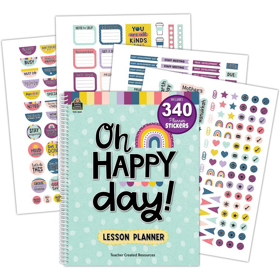 Teacher Created Resources Oh Happy Day Lesson Planner - Monthly - 40 Week - 1 Week Double Page Layout - Multi - Substitute Teacher Page, Appointment Schedule - 1 Each. Picture 3