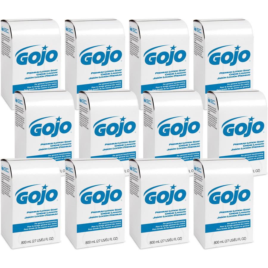 GOJO&reg; Premium Lotion Hand Soap Refills, Waterfall Fragrance, 800 mL, Case Of 12 Refills - Waterfall ScentFor - 27.1 fl oz (800 mL) - Kill Germs, Bacteria Remover, Dirt Remover - Hand, Skin - Moist. Picture 5