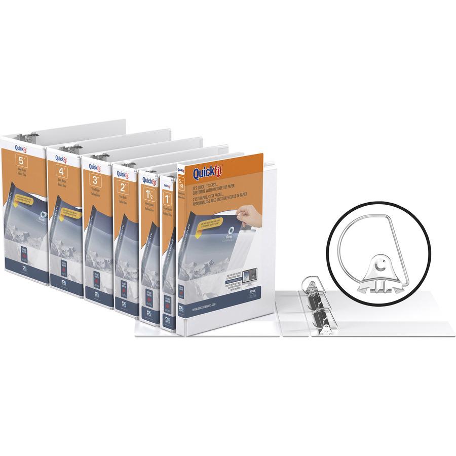 QuickFit D-Ring View Binders - 5/8" Binder Capacity - Letter - 8 1/2" x 11" Sheet Size - 150 Sheet Capacity - 0.63" Ring - D-Ring Fastener(s) - 2 Internal Pocket(s) - Vinyl - White - Recycled - Print-. Picture 2