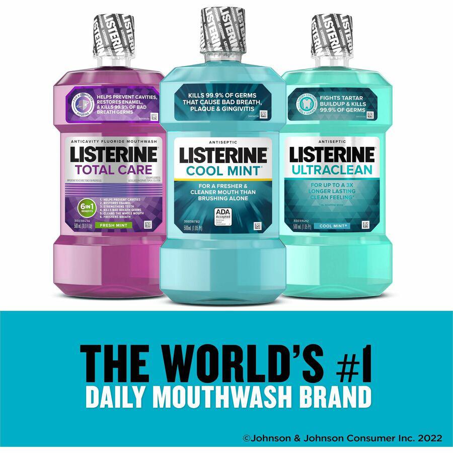 LISTERINE&reg; Cool Mint Antiseptic Mouthwash - For Bad Breath, Cleaning - Cool Mint - 1.06 quart - 6 / Carton. Picture 14