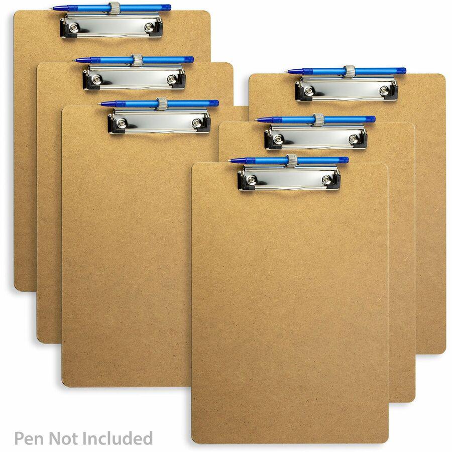 Officemate Low Profile Wood Letter Size Clipboard w Pen Holder - 11" x 8 1/2" - Wood - Brown - 1 Each. Picture 2