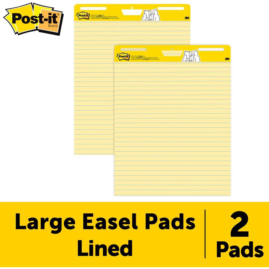Post-it&reg; Self-Stick Easel Pads with Faint Rule - 30 Sheets - Stapled - Feint Blue Margin - 18.50 lb Basis Weight - 25" x 30" - Yellow Paper - Self-adhesive, Repositionable, Resist Bleed-through, R. Picture 7