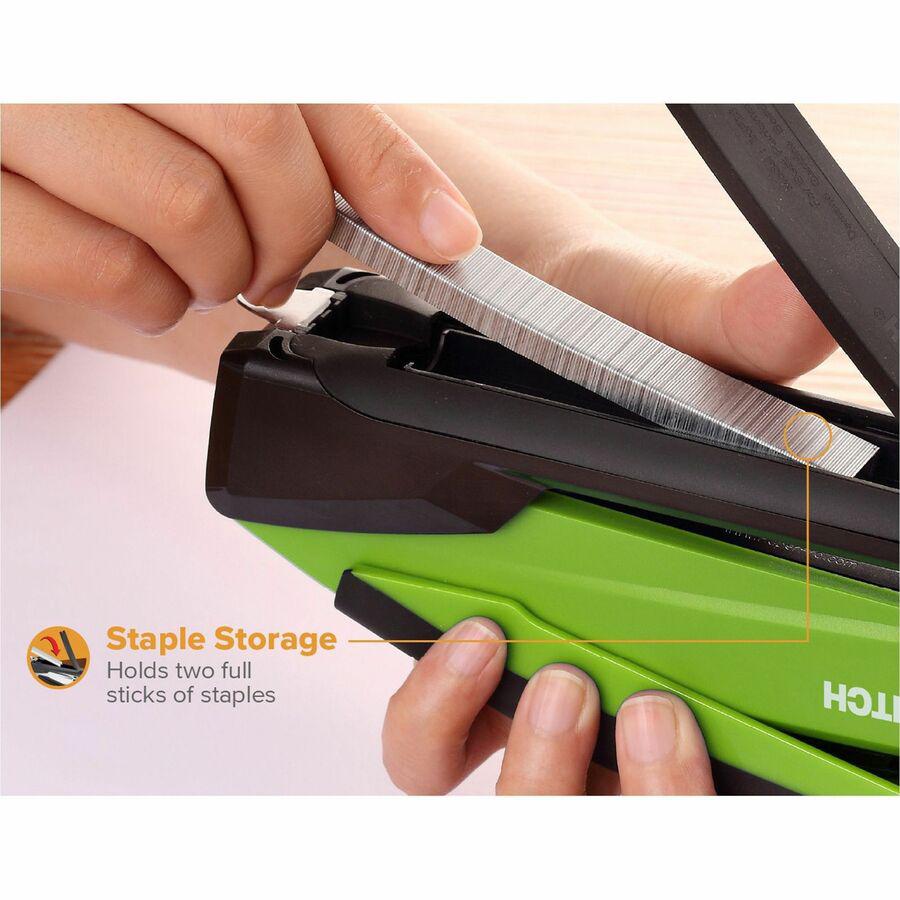 Bostitch InPower Spring-Powered Antimicrobial Desktop Stapler - 20 Sheets Capacity - 210 Staple Capacity - Full Strip - 1 Each - Green. Picture 13