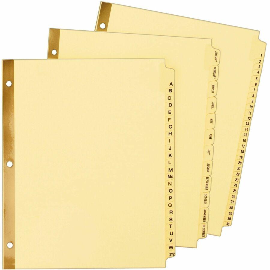 Avery&reg; Laminated Dividers - Gold Reinforced - 25 x Divider(s) - Printed Tab(s) - Character - A-Z - 25 Tab(s)/Set - 8.5" Divider Width x 11" Divider Length - Letter - 3 Hole Punched - Buff Paper Di. Picture 2
