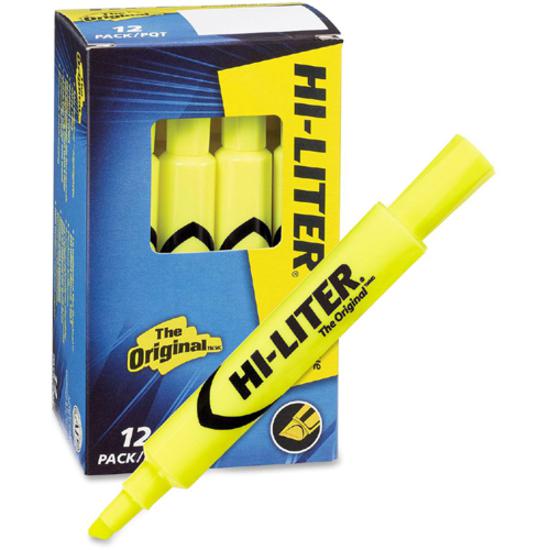 Avery&reg; Desk-Style, Fluorescent Yellow, 1 Count (24000) - Chisel Marker Point Style - Fluorescent Yellow Water Based Ink - Yellow Barrel - 1 Dozen. Picture 2