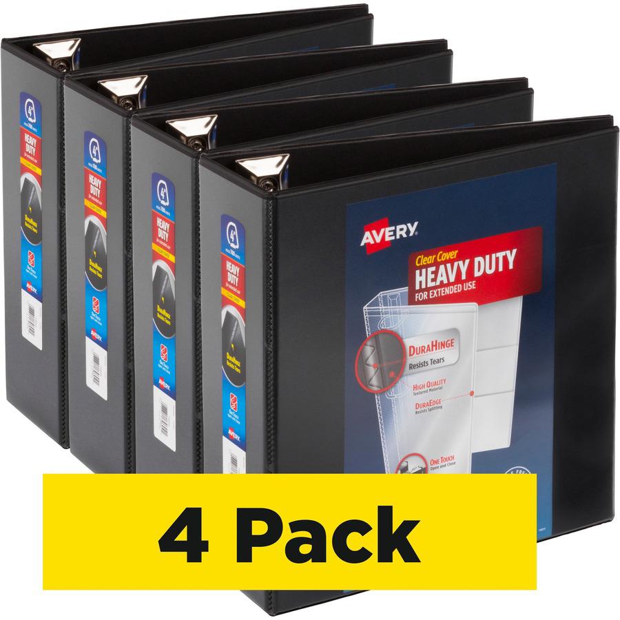 Avery&reg; Heavy-Duty View 3 Ring Binder - 4" Binder Capacity - Letter - 8 1/2" x 11" Sheet Size - 780 Sheet Capacity - 3 x Ring Fastener(s) - 4 Pocket(s) - Recycled - Pocket, Heavy Duty, One Touch Ri. Picture 5