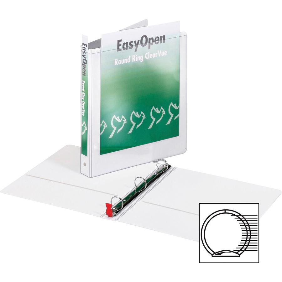 Cardinal EasyOpen ClearVue Locking Round Ring Binder - 1" Binder Capacity - Letter - 8 1/2" x 11" Sheet Size - 200 Sheet Capacity - 1" Spine Width - 3 x Round Ring Fastener(s) - 2 Inside Front & Back . Picture 6