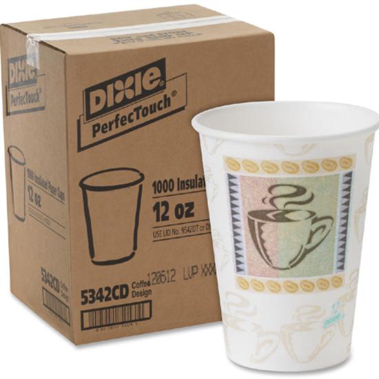 Dixie PerfecTouch 12 oz Insulated Paper Hot Coffee Cups by GP Pro - 50 / Pack - Coffee Haze - Paper - Hot Drink. Picture 4