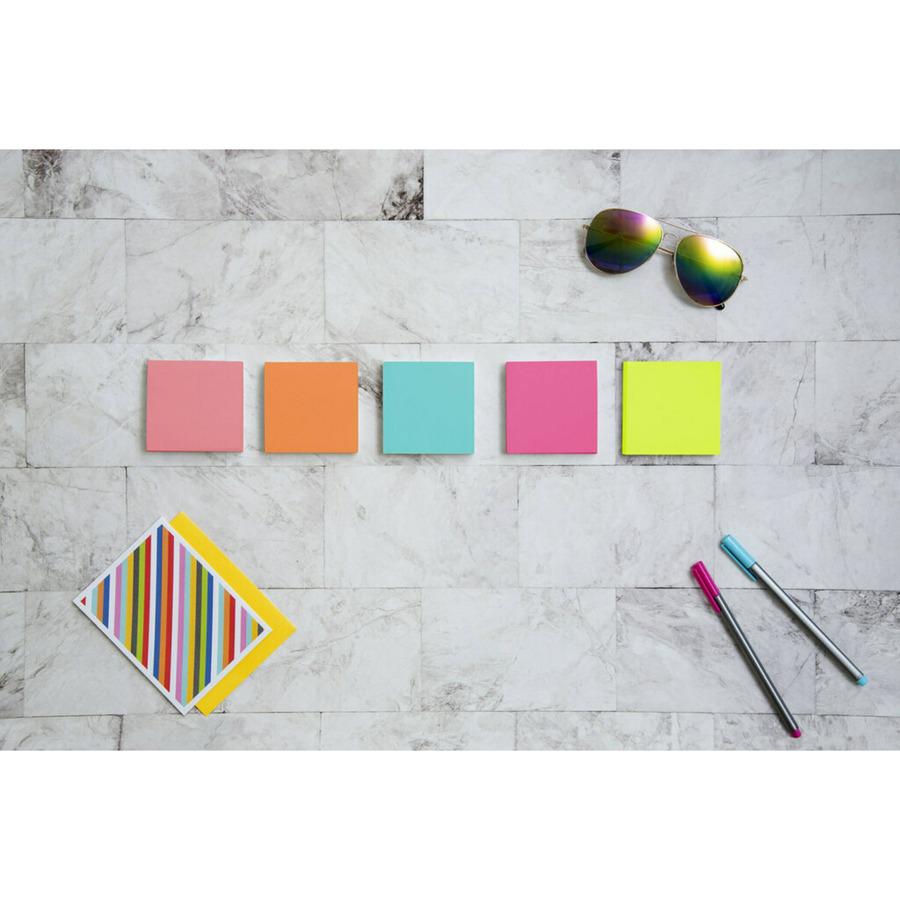 Post-it&reg; Notes - Poptimistic Color Collection - 1400 - 3" x 3" - Square - 100 Sheets per Pad - Unruled - Power Pink, Vital Orange, Aqua Splash, Guava, Acid Lime, Neon Green - Paper - Self-adhesive. Picture 3