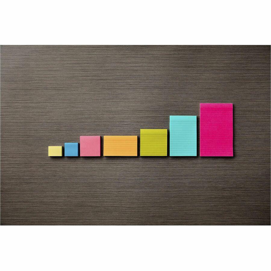Post-it&reg; Notes Original Notepads - Poptimistic Color Collection - 500 - 3" x 5" - Rectangle - 100 Sheets per Pad - Unruled - Power Pink, Acid Lime, Vital Orange, Aqua Splash, Guava - Paper - Self-. Picture 3