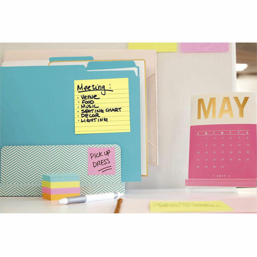 Post-it&reg; Super Sticky Lined Notes - 540 - 4" x 4" - Square - 90 Sheets per Pad - Ruled - Canary Yellow - Paper - Self-adhesive - 6 / Pack. Picture 4