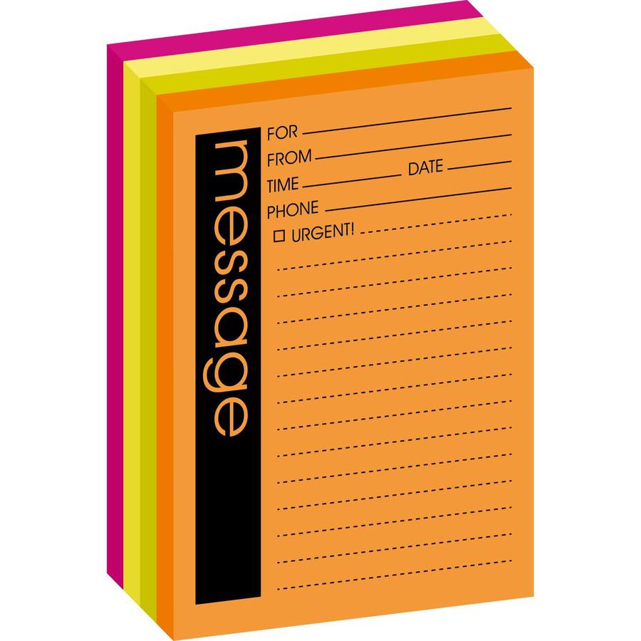 Post-it&reg; Important Message Note - 50 Sheet(s) - 5" x 4" Sheet Size - Yellow, Pink, Orange, Green - Assorted Sheet(s) - 4 / Pack. Picture 2