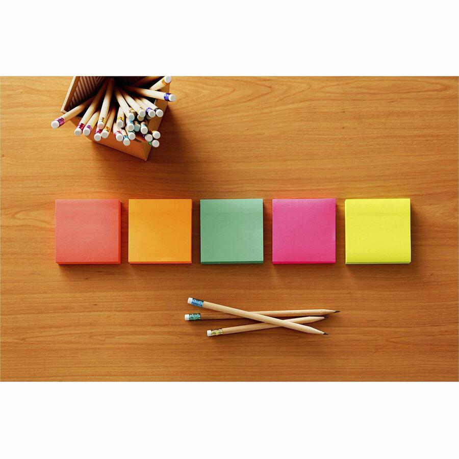 Post-it&reg; Pop-up Adhesive Note - 600 - 3" x 3" - Square - 100 Sheets per Pad - Unruled - Electric Blue, Limeade, Neon Orange, Neon Pink, Concord - Paper - Pop-up, Self-adhesive, Repositionable - 6 . Picture 9