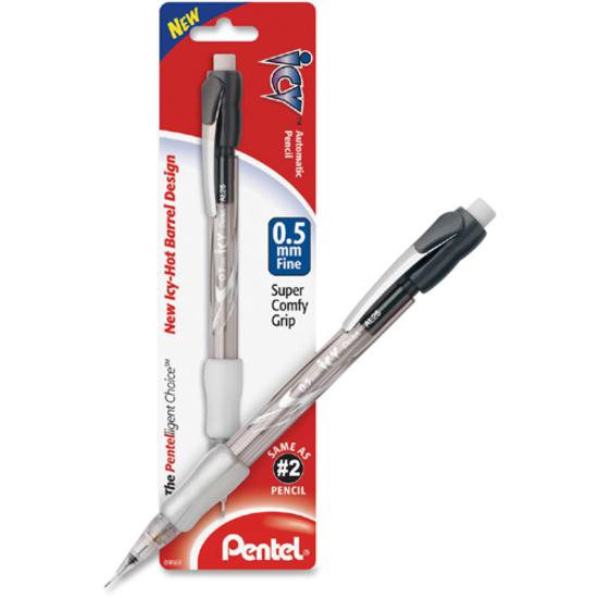 Pentel Icy Mechanical Pencil - #2 Lead - 0.5 mm Lead Diameter - Refillable - Black Barrel - 1 Dozen. Picture 4
