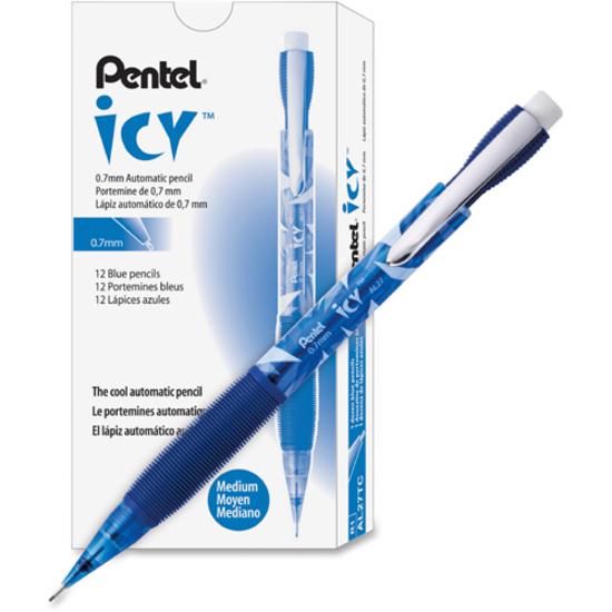Pentel Icy Mechanical Pencil - #2 Lead - 0.7 mm Lead Diameter - Refillable - Blue Barrel - 1 Dozen. Picture 5