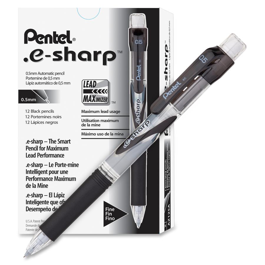 Pentel E-Sharp Mechanical Pencils - #2 Lead - 0.5 mm Lead Diameter - Refillable - Black Barrel - 1 Dozen. Picture 2
