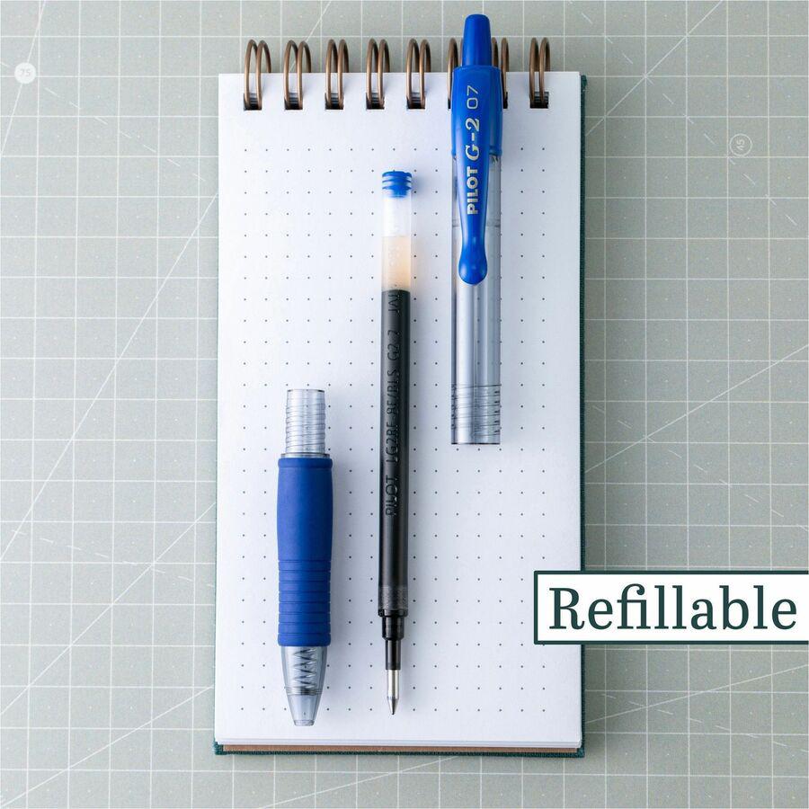 Pilot G2 Retractable Gel Ink Rollerball Pens - Fine Pen Point - 0.7 mm Pen Point Size - Refillable - Retractable - Blue Gel-based Ink - Clear Barrel - 1 Dozen. Picture 3