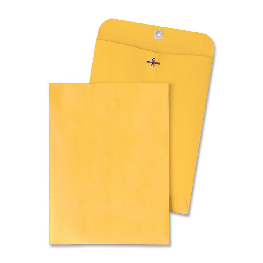 Quality Park 10 x 12 Clasp Envelopes with Deeply Gummed Flaps - Clasp - #95 - 10" Width x 12" Length - 28 lb - Gummed - Kraft - 100 / Box - Kraft. Picture 6