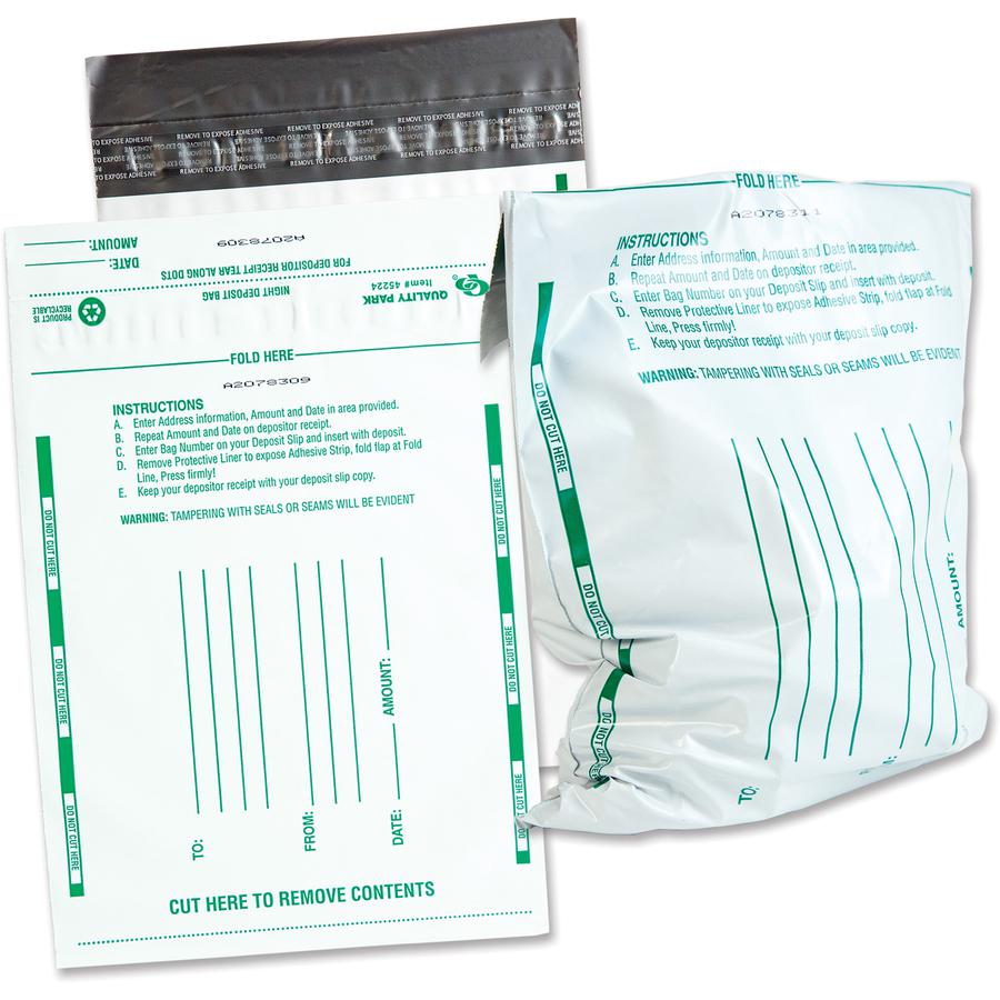 Quality Park Night Deposit Bags - 8.50" Width x 10.50" Length - White - Polyethylene - 100/Pack - Deposit. Picture 8