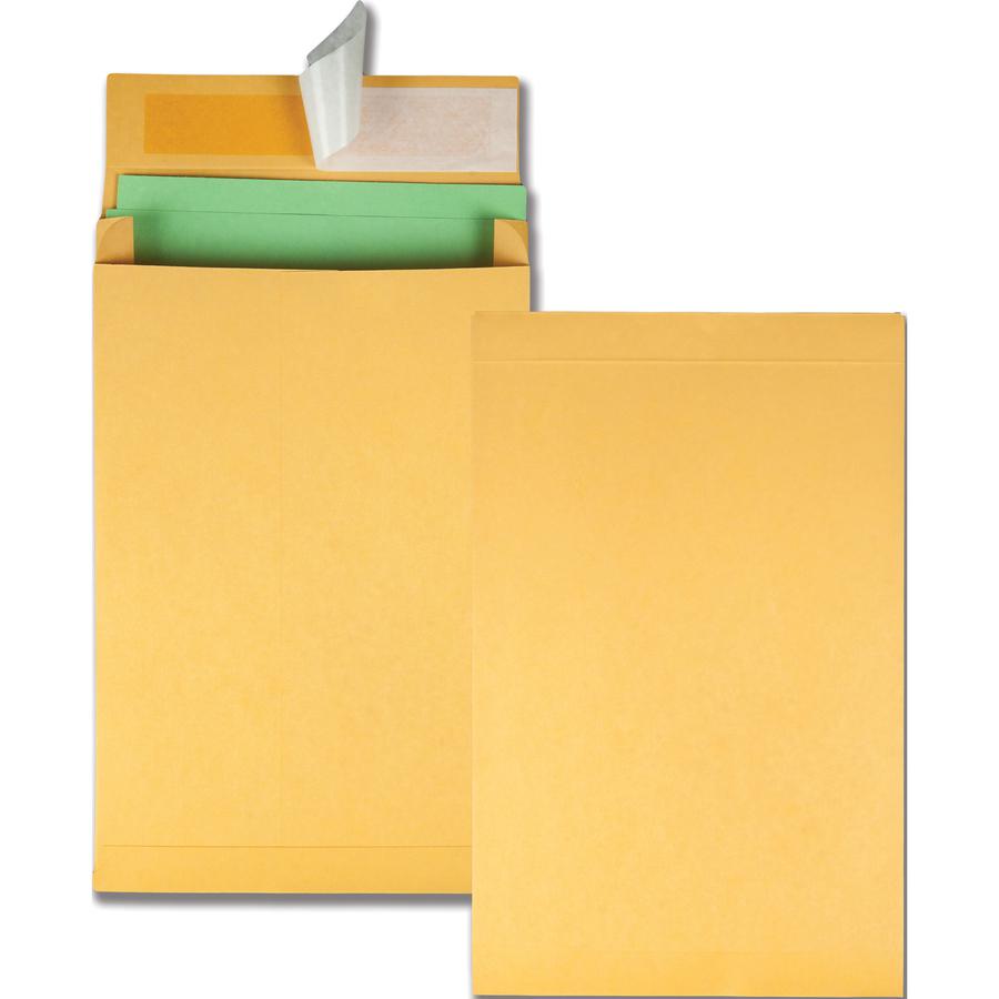 Quality Park 9 x 12 x 2 Expansion Envelopes with Self-Seal Closure - Expansion - 9" Width x 12" Length - 2" Gusset - 40 lb - Self-sealing - Kraft - 25 / Pack - Kraft. Picture 6