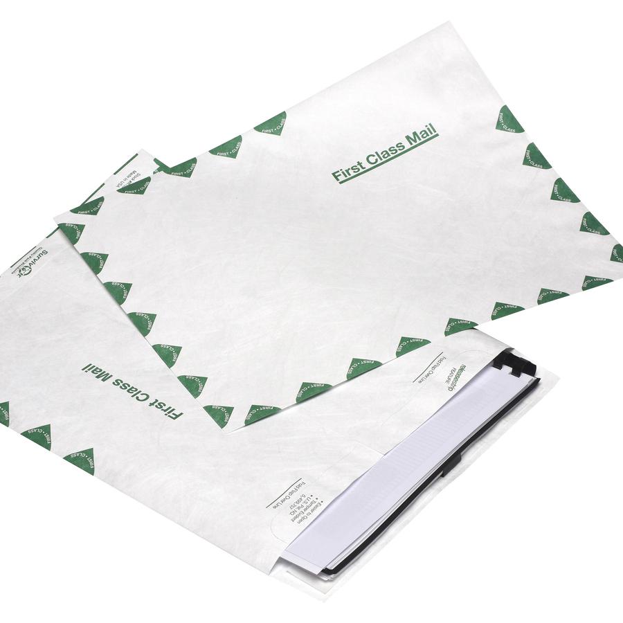 Quality Park Survivor Tyvek First Class Envelopes - First Class Mail - #13 1/2 - 10" Width x 13" Length - 14 lb - Peel & Seal - Tyvek - 100 / Box - White. Picture 5