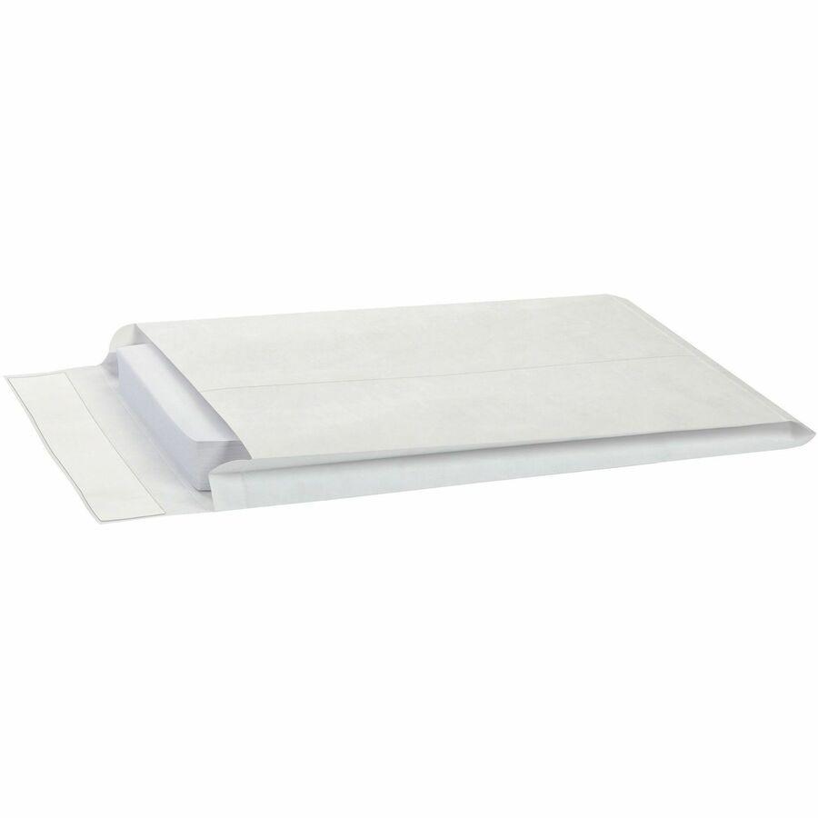 Survivor&reg; 12 x 16 x 2 DuPont Tyvek Expansion Mailers with Self-Seal Closure - Expansion - 12" Width x 16" Length - 2" Gusset - 18 lb - Peel & Seal - Tyvek - 100 / Carton - White. Picture 7
