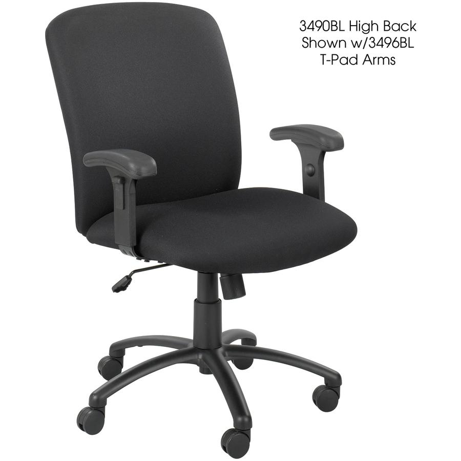 Safco Big & Tall Executive High-Back Chair - Black Foam, Polyester Seat - Polyester Back - Black Steel Frame - 5-star Base - Black - 1 Each. Picture 4