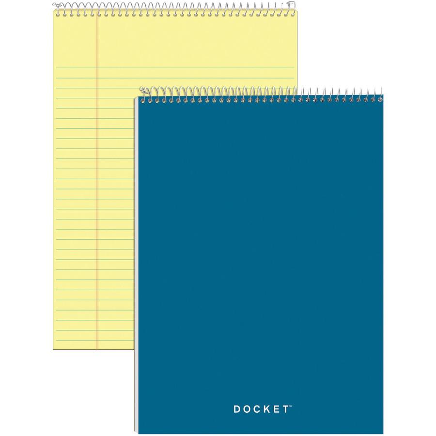 TOPS Docket Perforated Wirebound Legal Pads - Letter - 70 Sheets - Wire Bound - 0.34" Ruled - 16 lb Basis Weight - 8 1/2" x 11" - 11" x 8.5" - Canary Paper - Perforated, Hard Cover, Spiral Lock, Stiff. Picture 3