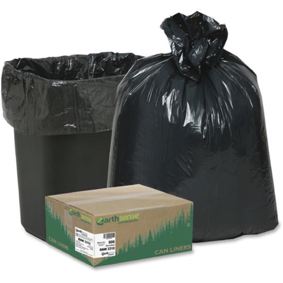 Webster Reclaim Heavy-Duty Recycled Can Liners - Small Size - 16 gal - 24" Width x 33" Length - 0.75 mil (19 Micron) Thickness - Black - Resin - 500/Carton. Picture 3