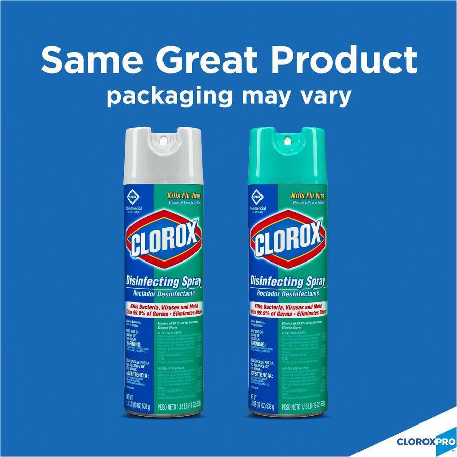 Clorox Commercial Solutions Disinfecting Aerosol Spray - 19 fl oz (0.6 quart) - Fresh Scent - 12 / Carton - Pleasant Scent, Disinfectant. Picture 13
