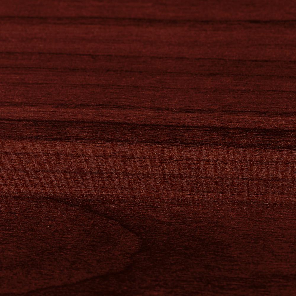 Lorell Essentials Right Peninsula Desk Box 1 of 2 - 1" Top, 70.9" x 41.9" x 29.5" - Material: Polyvinyl Chloride (PVC) Edge - Finish: Mahogany Laminate. Picture 4