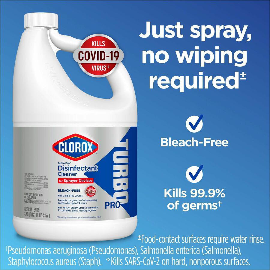 Clorox Turbo Pro Disinfectant Cleaner for Sprayer Devices - 121 fl oz (3.8 quart) - Fresh ScentBottle - 1 Each - Bleach-free, Versatile, Antibacterial - White. Picture 13