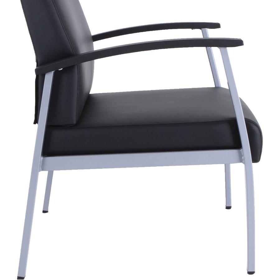 Lorell Healthcare Reception Big & Tall Antimicrobial Guest Chair - Vinyl Seat - Vinyl Back - Powder Coated Silver Steel Frame - Four-legged Base - Black, Silver - Armrest - 1 Each. Picture 13