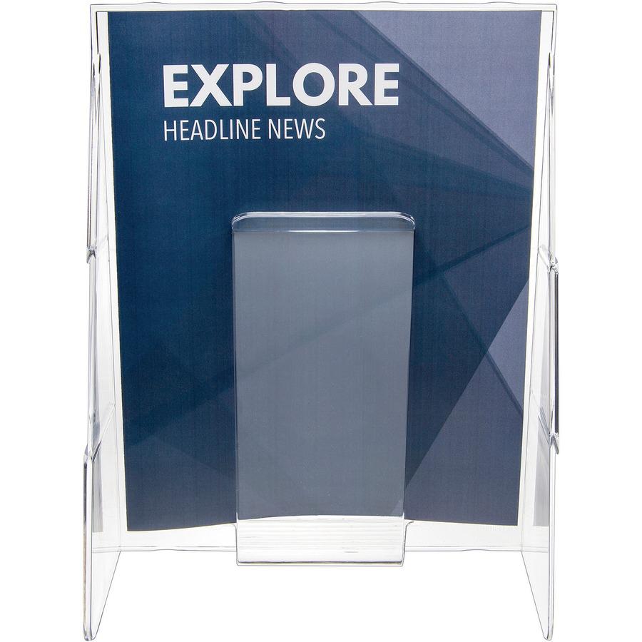 Deflecto Stand-Tall Literature Display - 1 Pocket(s) - 11.8" Height x 9.1" Width x 2.8" DepthDesktop - Clear - Plastic - 1 Each. Picture 6