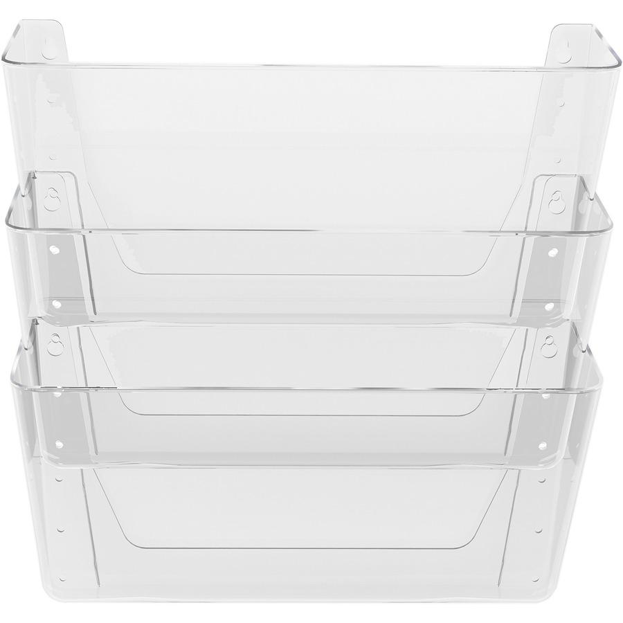Deflecto Stackable DocuPocket for Partition Walls - 3 Pocket(s) - 3 Compartment(s) - 7" Height x 13" Width x 4" Depth - Stackable - Clear - 3 / Set. Picture 4