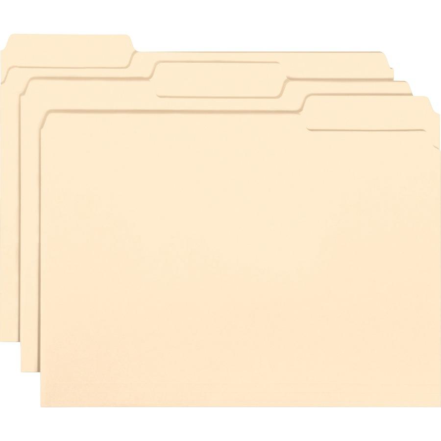 Smead 1/3 Tab Cut Letter Recycled Hanging Folder - 8 1/2" x 11" - 3/4" Expansion - Top Tab Location - Assorted Position Tab Position - Manila - Manila - 10% Recycled - 100 / Box. Picture 3