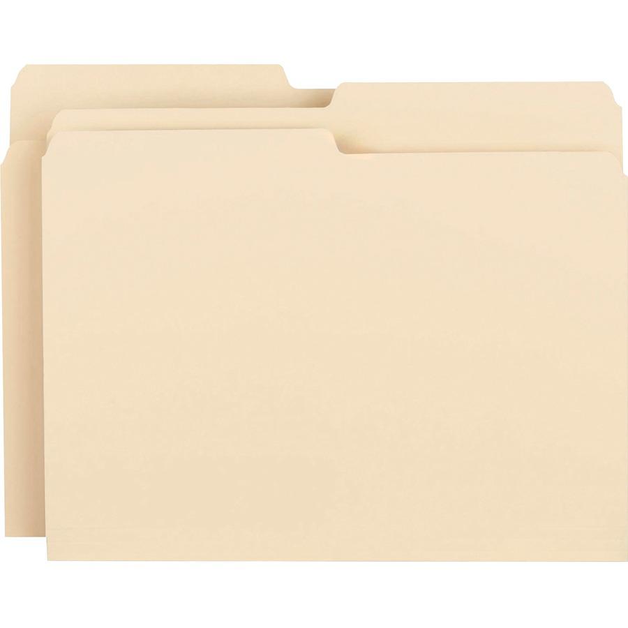 Smead 1/2 Tab Cut Letter Recycled Top Tab File Folder - 8 1/2" x 11" - 3/4" Expansion - Top Tab Location - Assorted Position Tab Position - Manila - 10% Recycled - 100 / Box. Picture 4
