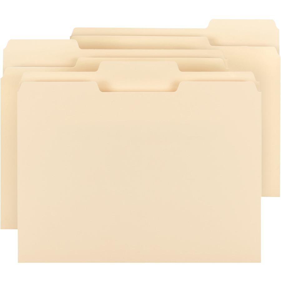 Smead 1/3 Tab Cut Letter Recycled Top Tab File Folder - 8 1/2" x 11" - 3/4" Expansion - Top Tab Location - Assorted Position Tab Position - Manila - Manila - 10% Recycled - 100 / Box. Picture 5