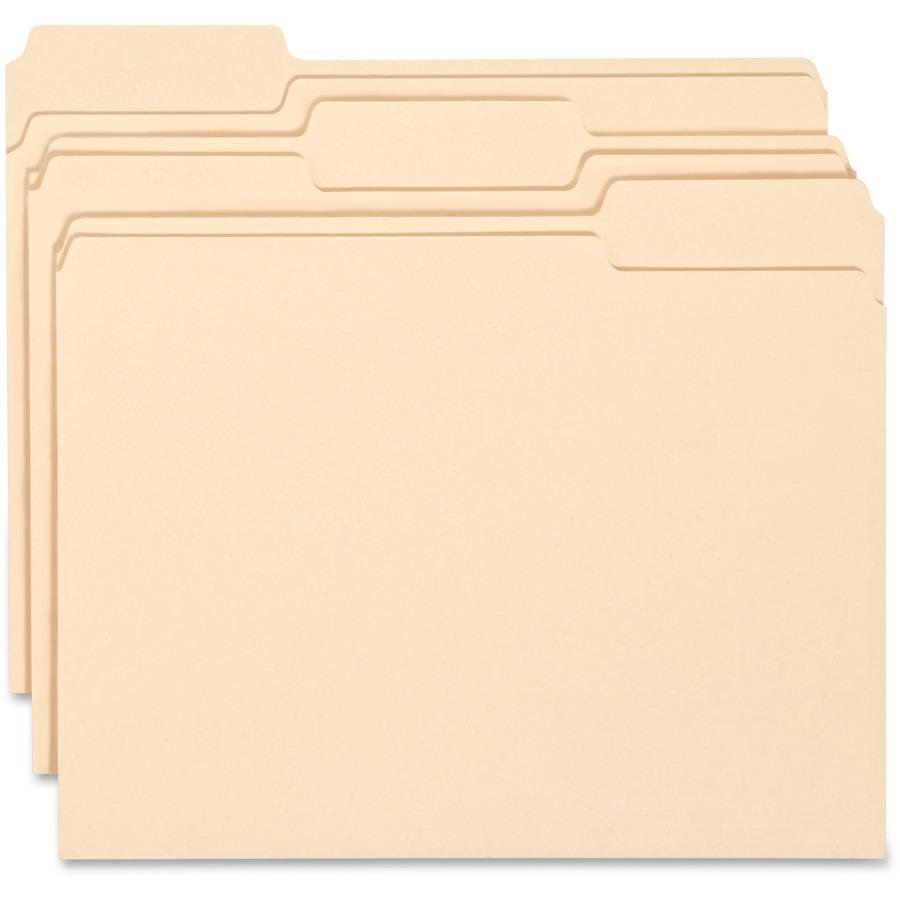 Smead WaterShed/CutLess 1/3 Tab Cut Letter Recycled Top Tab File Folder - 8 1/2" x 11" - 3/4" Expansion - Top Tab Location - Assorted Position Tab Position - Manila - Manila - 30% Recycled - 100 / Box. Picture 6