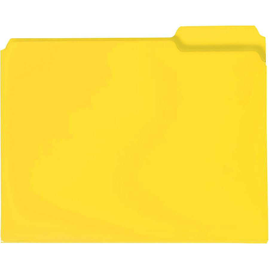 Smead InnDura 1/3 Tab Cut Letter Top Tab File Folder - 8 1/2" x 11" - 3/4" Expansion - Top Tab Location - Assorted Position Tab Position - Poly - Yellow - 24 / Box. Picture 4