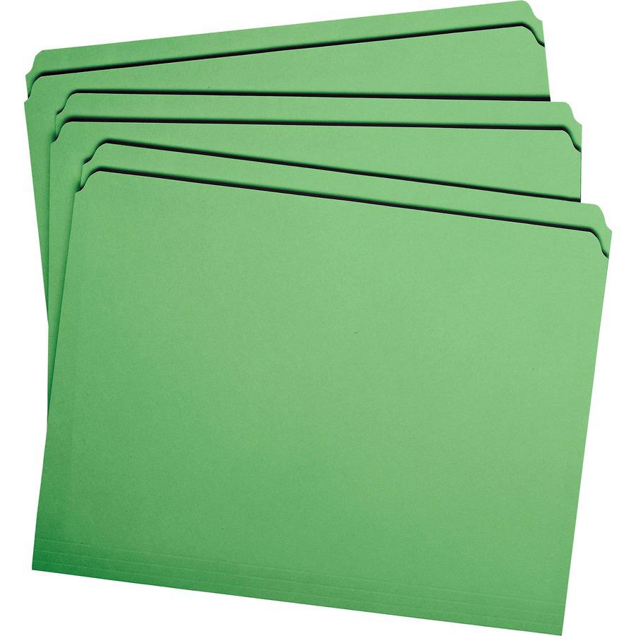 Smead Straight Tab Cut Letter Recycled Top Tab File Folder - 8 1/2" x 11" - 3/4" Expansion - Green - 10% Recycled - 100 / Box. Picture 6