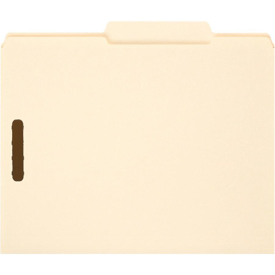 Smead 2/5 Tab Cut Letter Recycled Fastener Folder - 8 1/2" x 11" - 3/4" Expansion - 2 x 2K Fastener(s) - 2" Fastener Capacity for Folder - Top Tab Location - Right of Center Tab Position - Manila - Ma. Picture 6