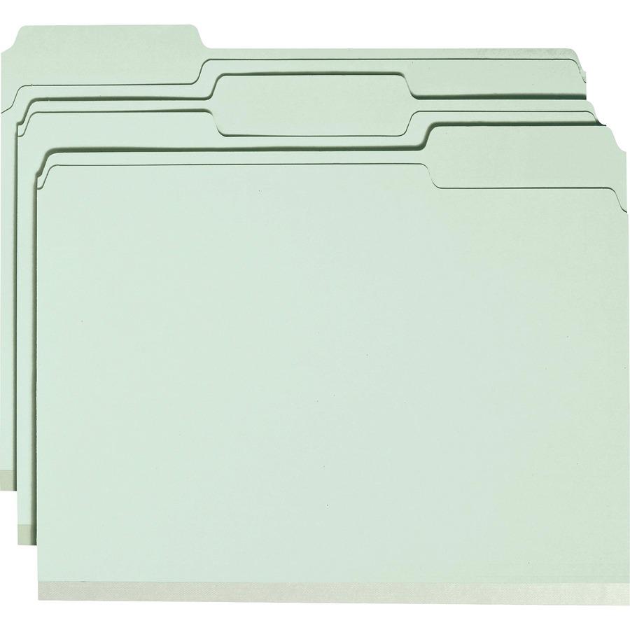 Smead 1/3 Tab Cut Letter Recycled Fastener Folder - 8 1/2" x 11" - 1" Expansion - 2 x 2S Fastener(s) - 2" Fastener Capacity for Folder - Top Tab Location - Assorted Position Tab Position - Pressboard . Picture 2