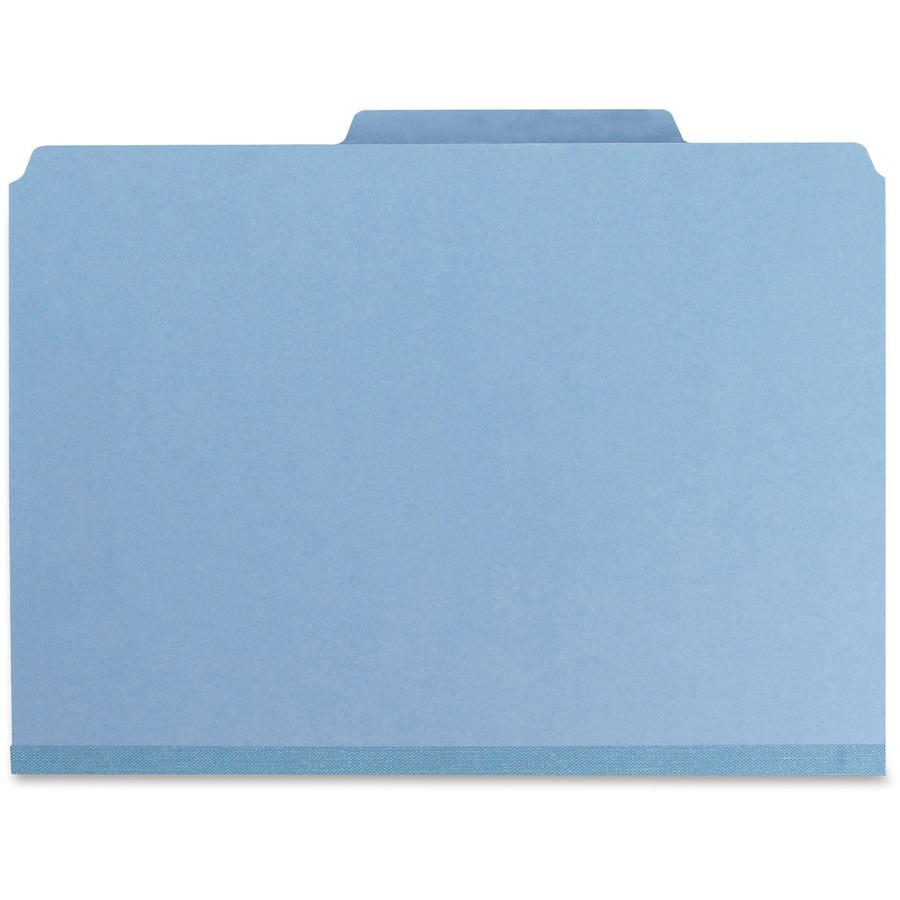Smead Colored 1/3 Tab Cut Letter Recycled Top Tab File Folder - 8 1/2" x 11" - 1" Expansion - Top Tab Location - Assorted Position Tab Position - Pressboard - Blue - 100% Recycled - 25 / Box. Picture 6