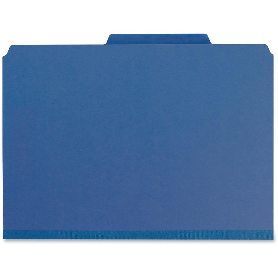 Smead Colored 1/3 Tab Cut Letter Recycled Top Tab File Folder - 8 1/2" x 11" - 1" Expansion - Top Tab Location - Assorted Position Tab Position - Pressboard - Dark Blue - 100% Recycled - 25 / Box. Picture 4